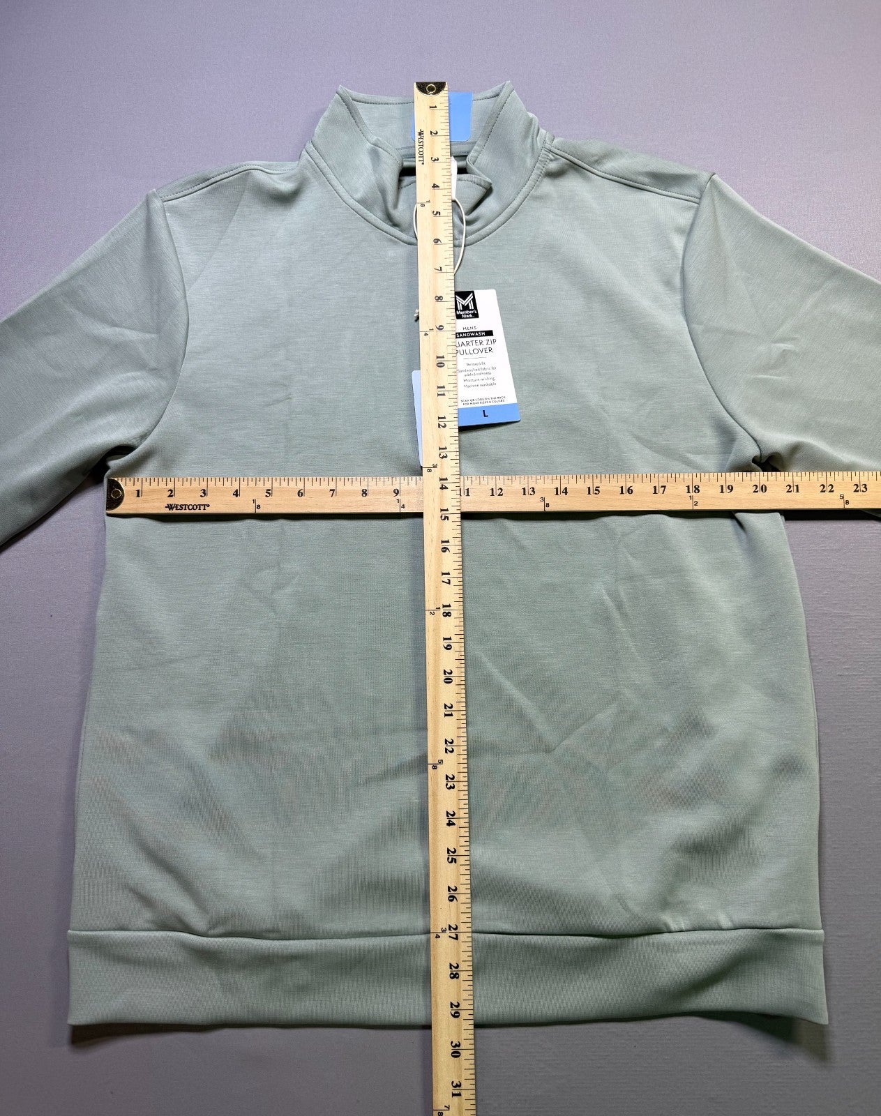 NWT Member's Mark Sandwash Quarter-Zip Pullover Sweatshirt Men's Large Green