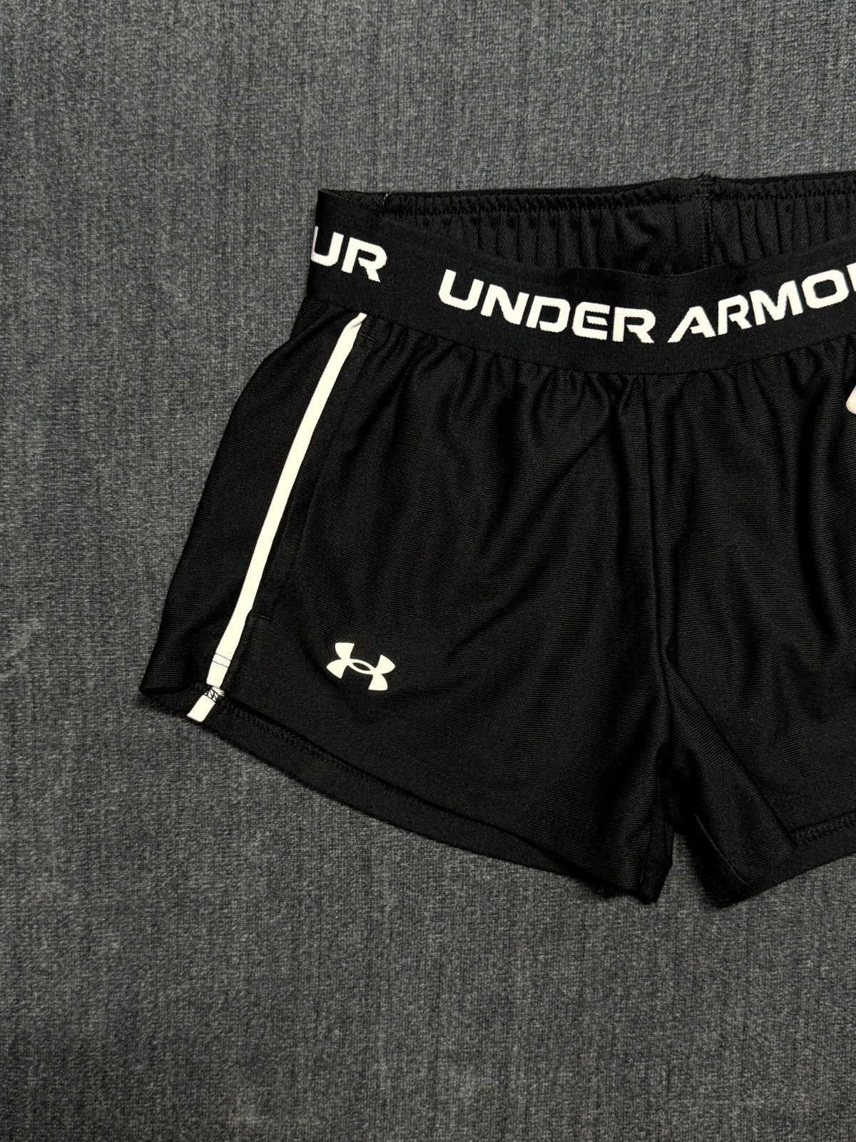 NWT Under Armour Tech Play Up 2-in-1 Shorts Girls' Small Black Elastic Waist