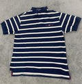 VINTAGE POLO RALPH LAUREN MEN'S LARGE Navy Blue White Stripes POLO SPORT Shirt