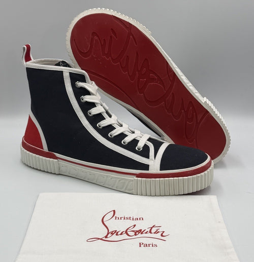 Authentic Christian Louboutin Pedro Donna Canvas Sneakers Size 44.5 EU; 11.5 US