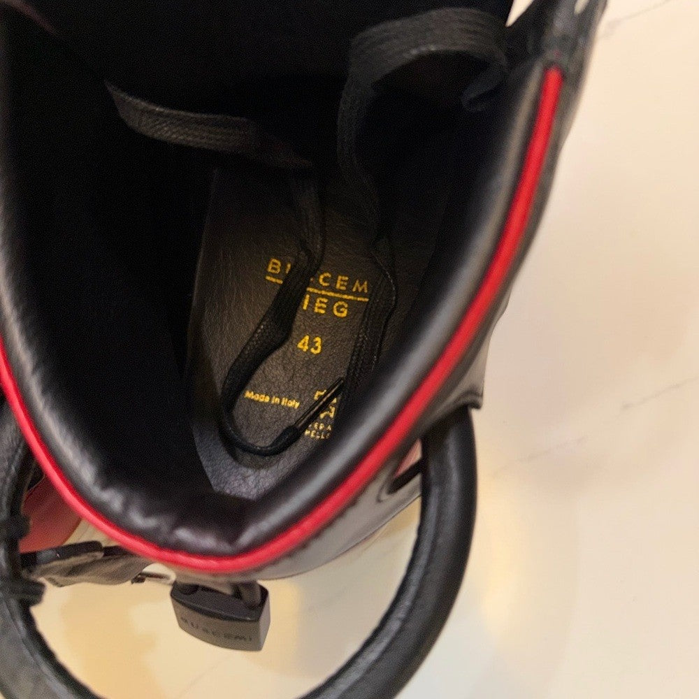 Buscemi Black and Red High-Top Sneakers