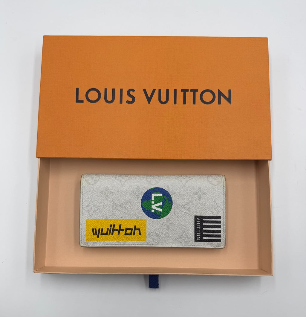 Louis Vuitton Brazza Wallet Men's Limited Edition Logo Story Monogram Canvas