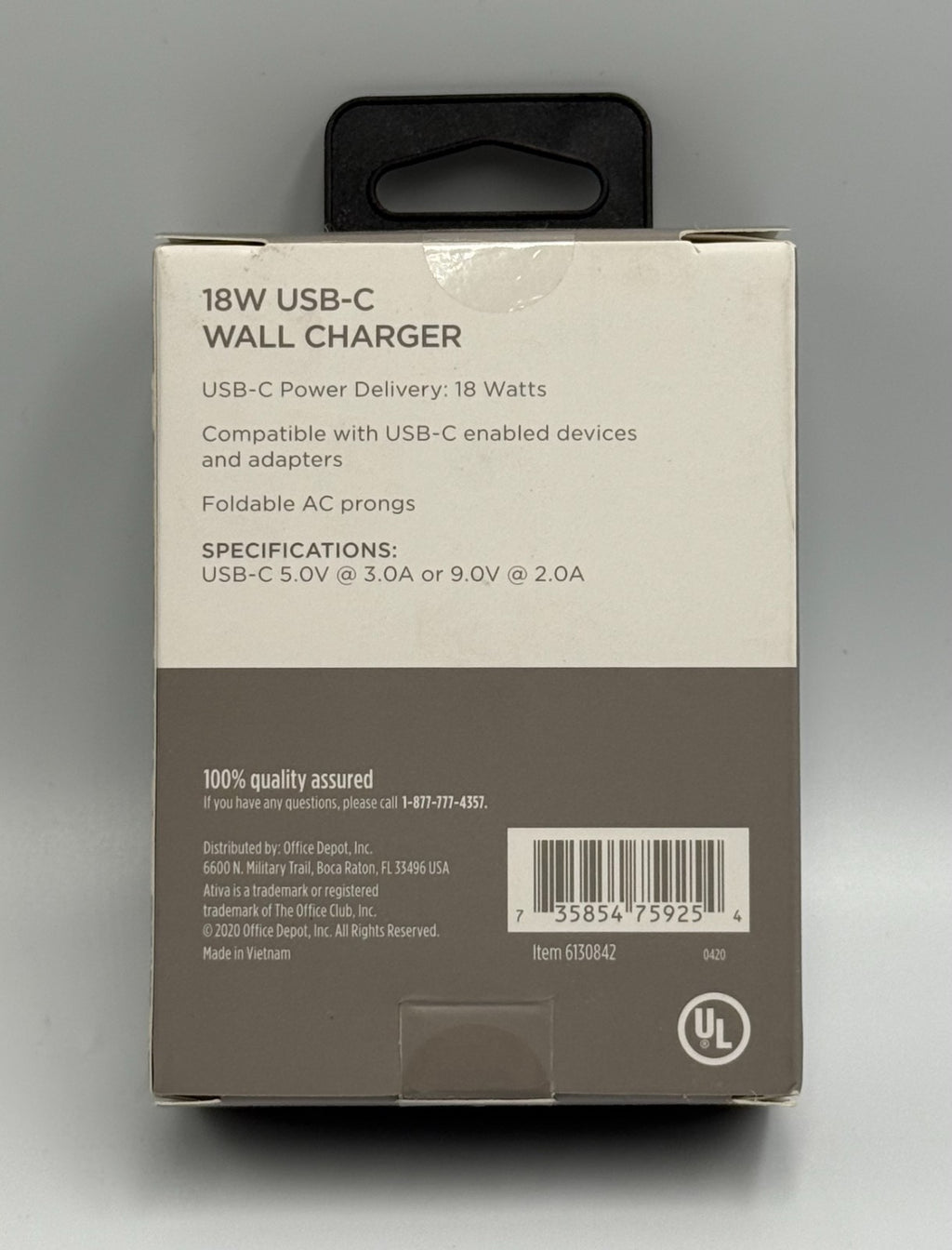 New Ativa 18 Watt USB C Wall Charger Adapter Plug for iPhone Android Samsung
