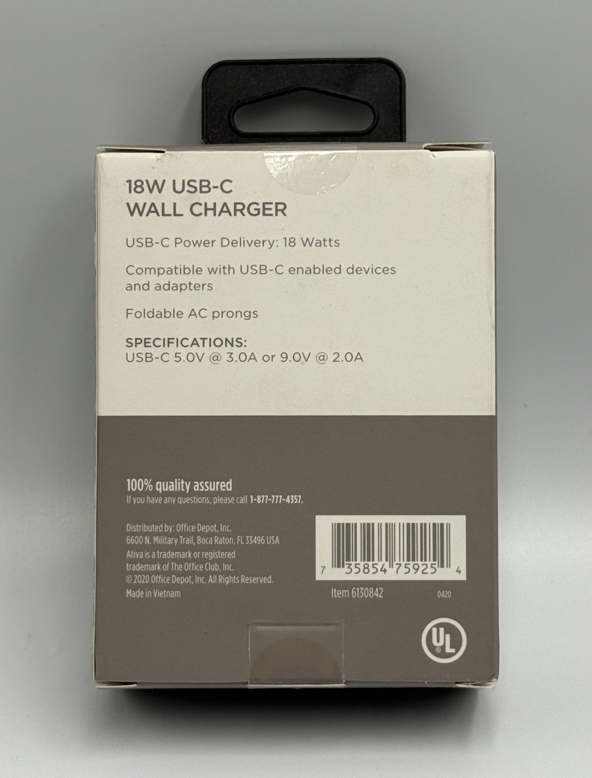 New Ativa 18 Watt USB C Wall Charger Adapter Plug for iPhone Android Samsung