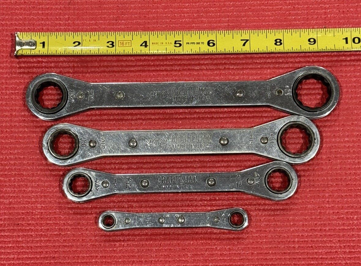 Craftsman 4 Pc Set SAE Ratcheting Box End Wrench Set 12 Point Made In USA