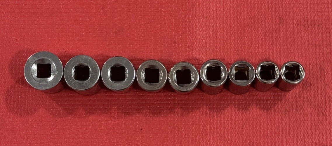 Vintage Craftsman 9pc Set 1/2" Drive 12PT  SAE Shallow Socket Set Made In USA