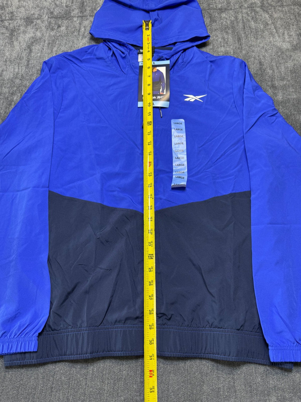 NWT Reebok Full Zip Training Woven Jacket Men's Large Navy Blue Adjustable Hood