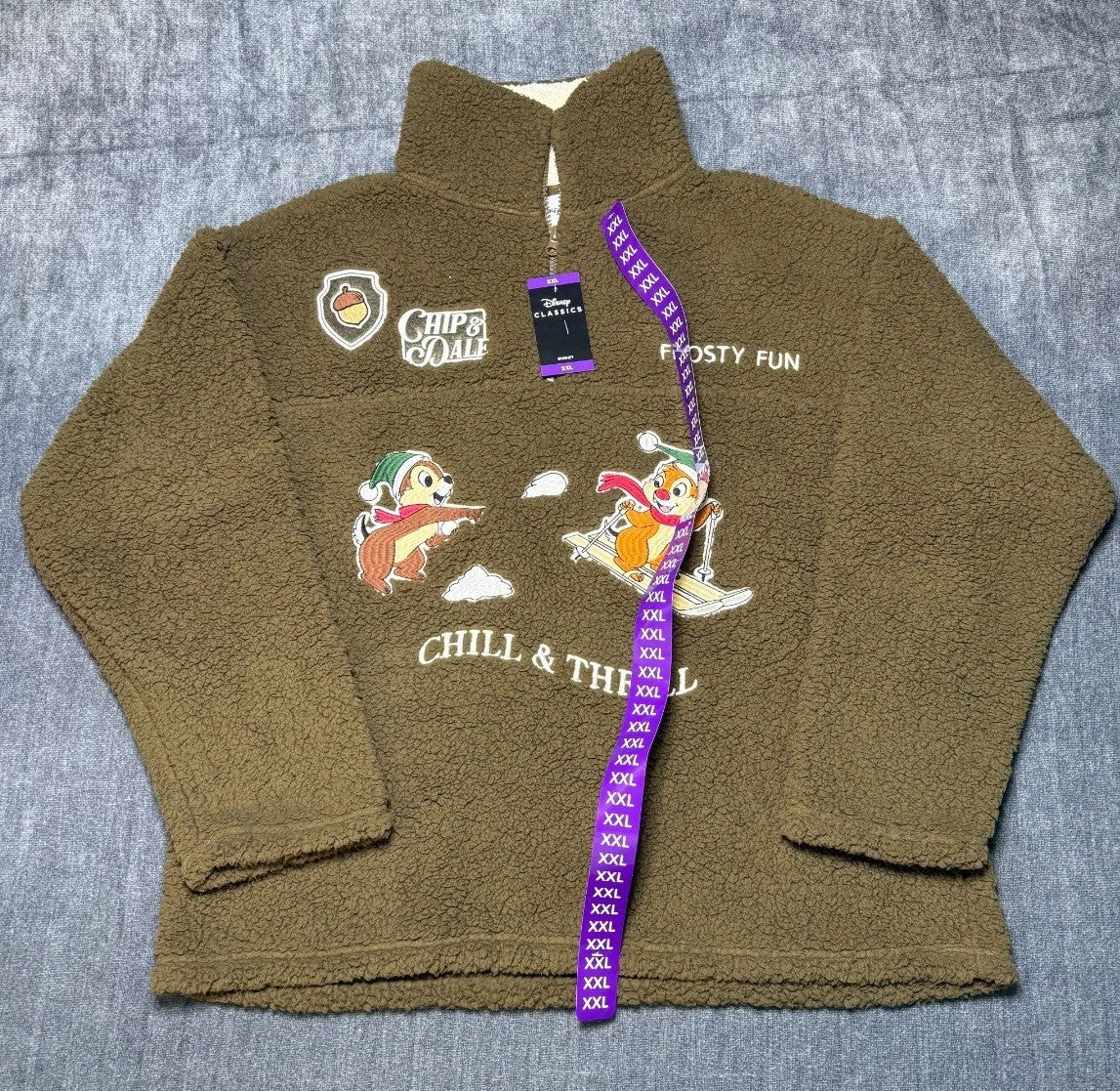 Disney Chip N Dale Freeze Sherpa Fleece Soft Mock Neck Pullover Women's 2XL