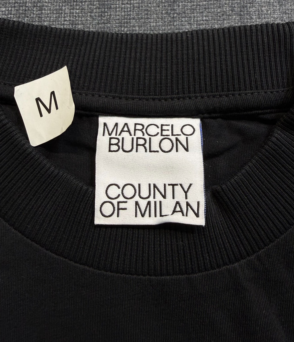 Marcelo Burlon County of Milan BZRP T-Shirt Men's Medium Black Short Sleeve