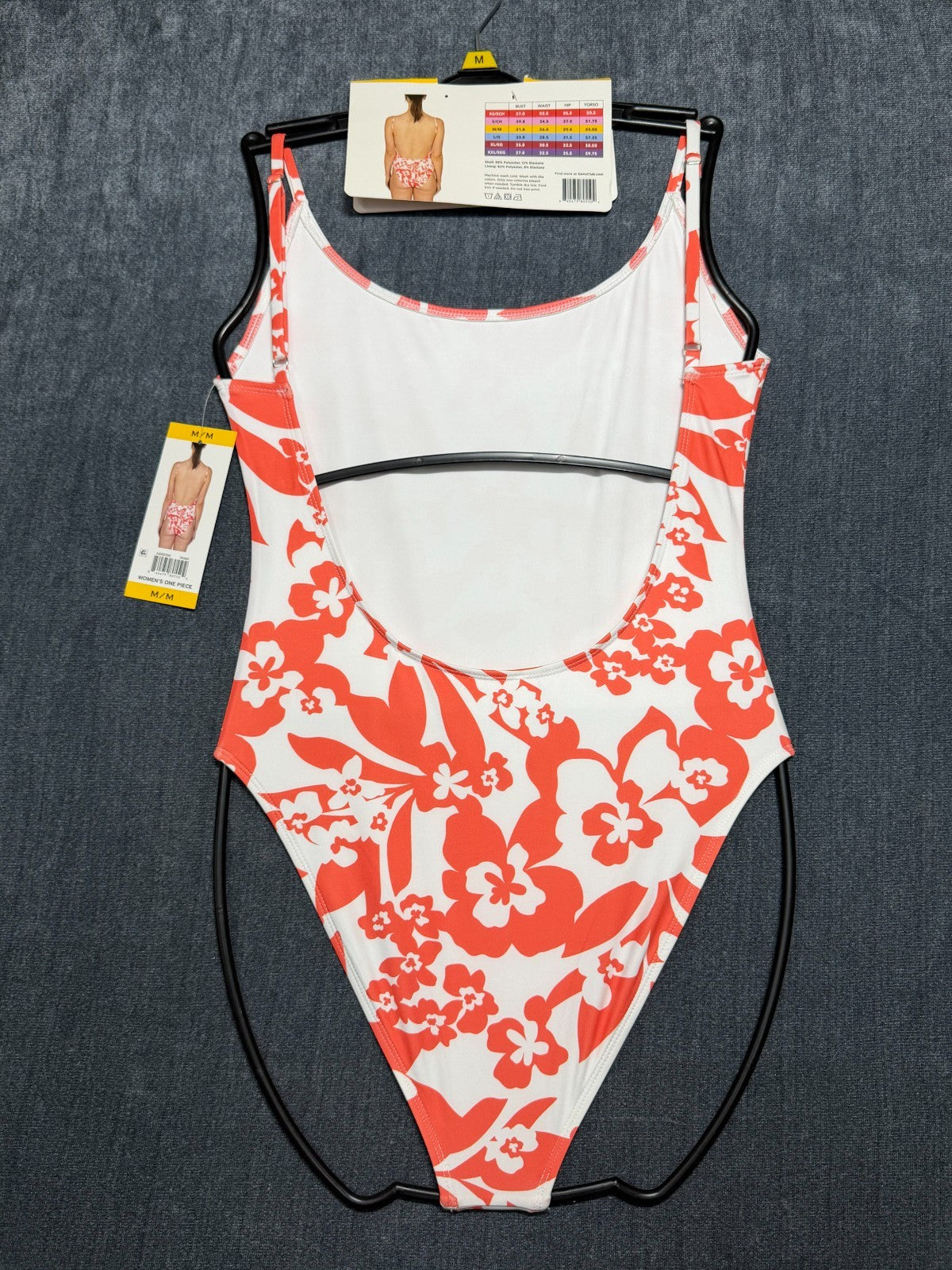 NWT Billabong One-Piece Swimsuit Women's Medium Red White Floral Spaghetti Strap