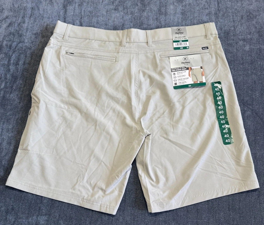 NWT Hurley Trek Hybrid Shorts Men's 40 Light Gray Regular Fit 4-Way Stretch