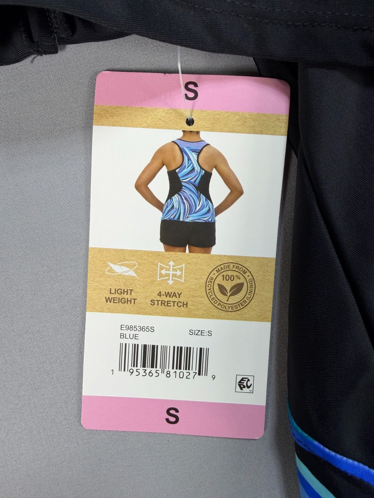 NWT ZeroXposur 2-Piece Scuba Tankini Swim Set Women Small Blue/Black Sleeveless