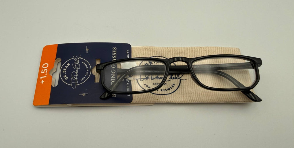 ICU Eyewear Dr. Dean Edell Calexico Black Reading Glasses +1.50Magnification
