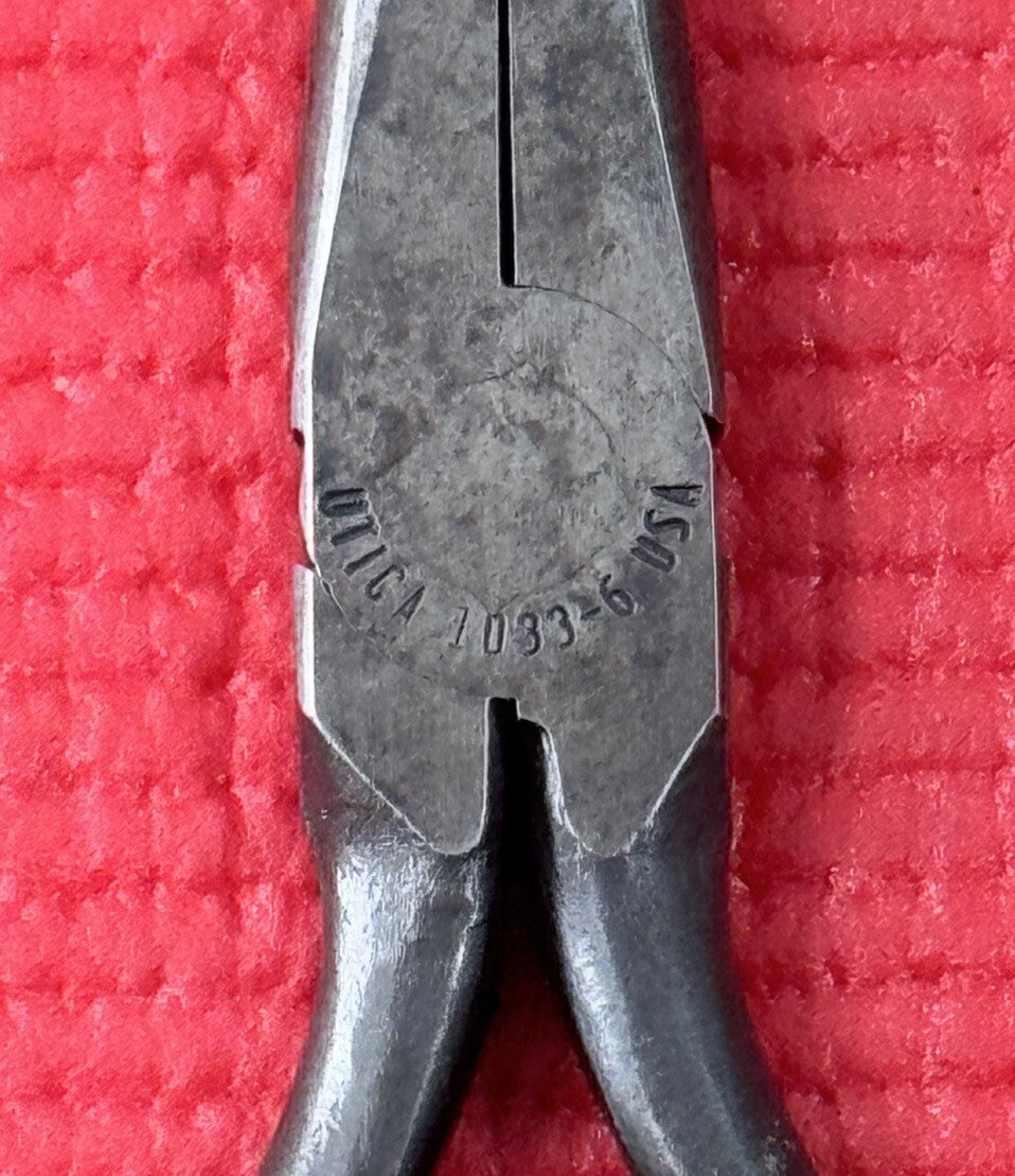 VINTAGE UTICA TOOLS No.1033  6"  NEEDLE NOSE PLIERS MADE IN USA