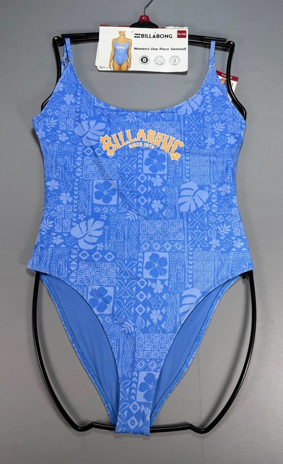 NWT Billabong One-Piece Swimsuit Women XL Blue Sleeveless Stretch Summer Beach