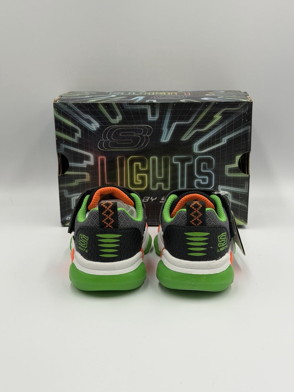 Skechers S Lights Mighty Glow 2.0-Dino Bolt Black Toddler Size 5 NEW WITH BOX