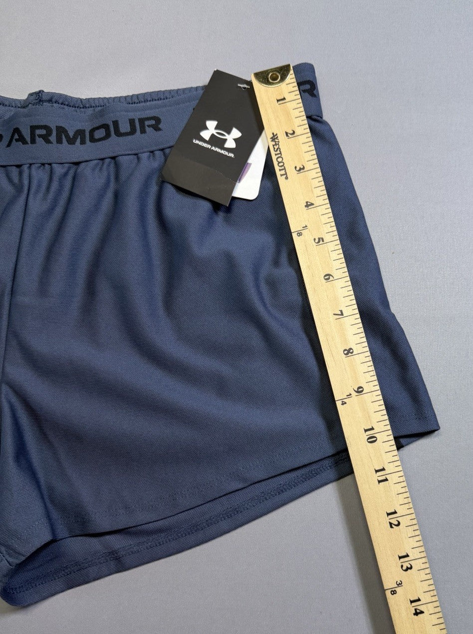 NWT Under Armour Tech Play Up Shorts Girls YXL Gray Drawstring 100% Polyester