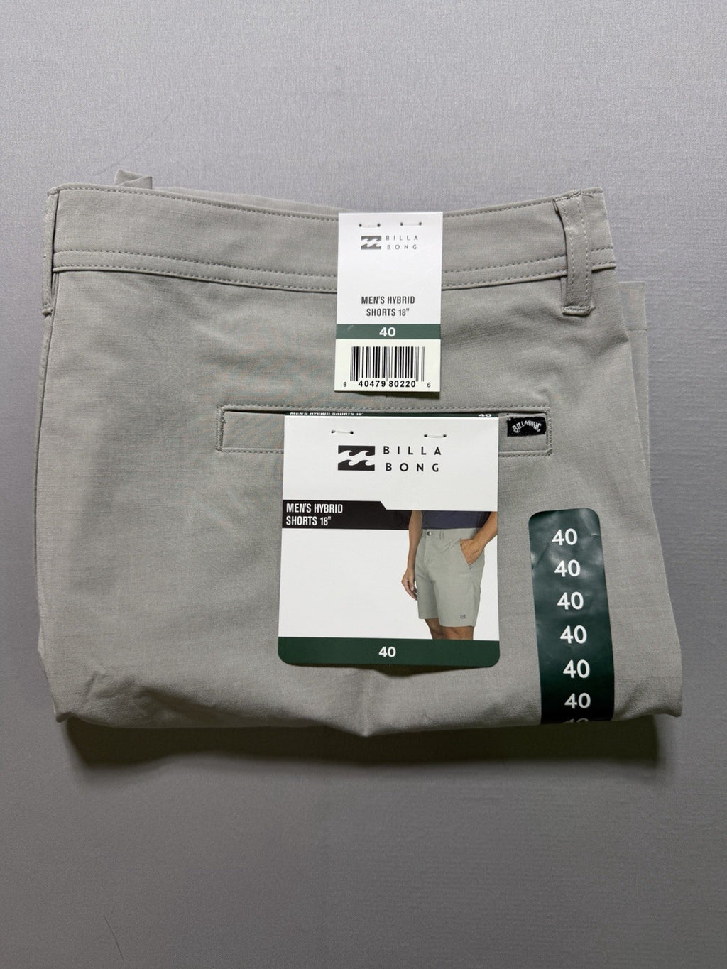 NWT Billabong Hybrid Golf Short Men's 40 Light Grey Stretch Performance 18" In