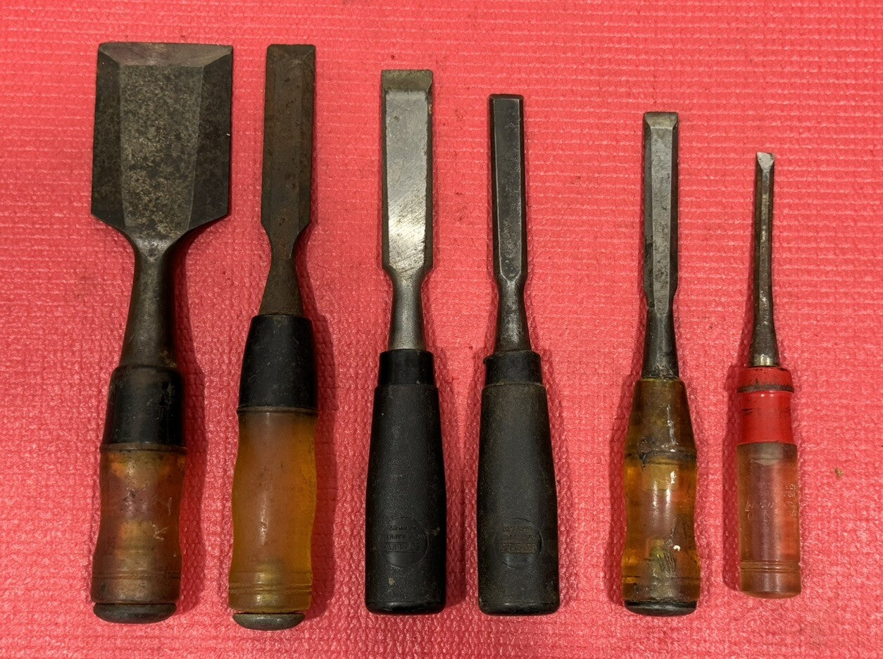 Vintage STANLEY TOOLS 6 PC Set Woodworking Chisel Set