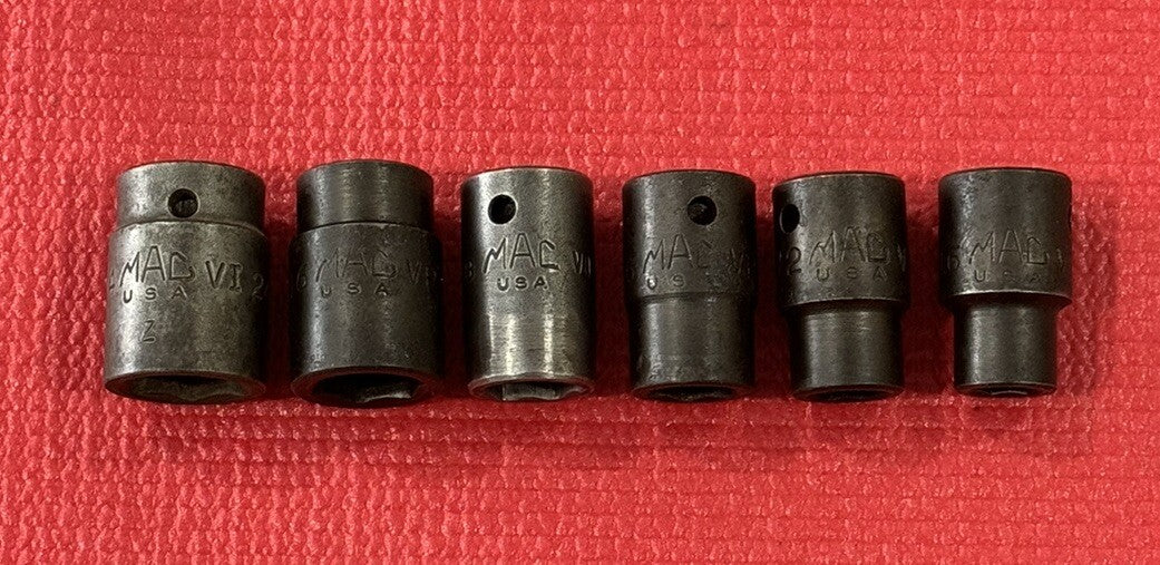 Mac Tools 6 PC VP & VI Series SAE 1/2" DR Shallow Impact Socket 6PT Set USA
