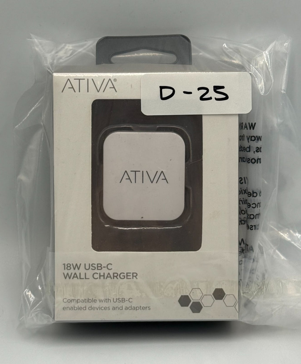 New Ativa 18 Watt USB C Wall Charger Adapter Plug for iPhone Android Samsung
