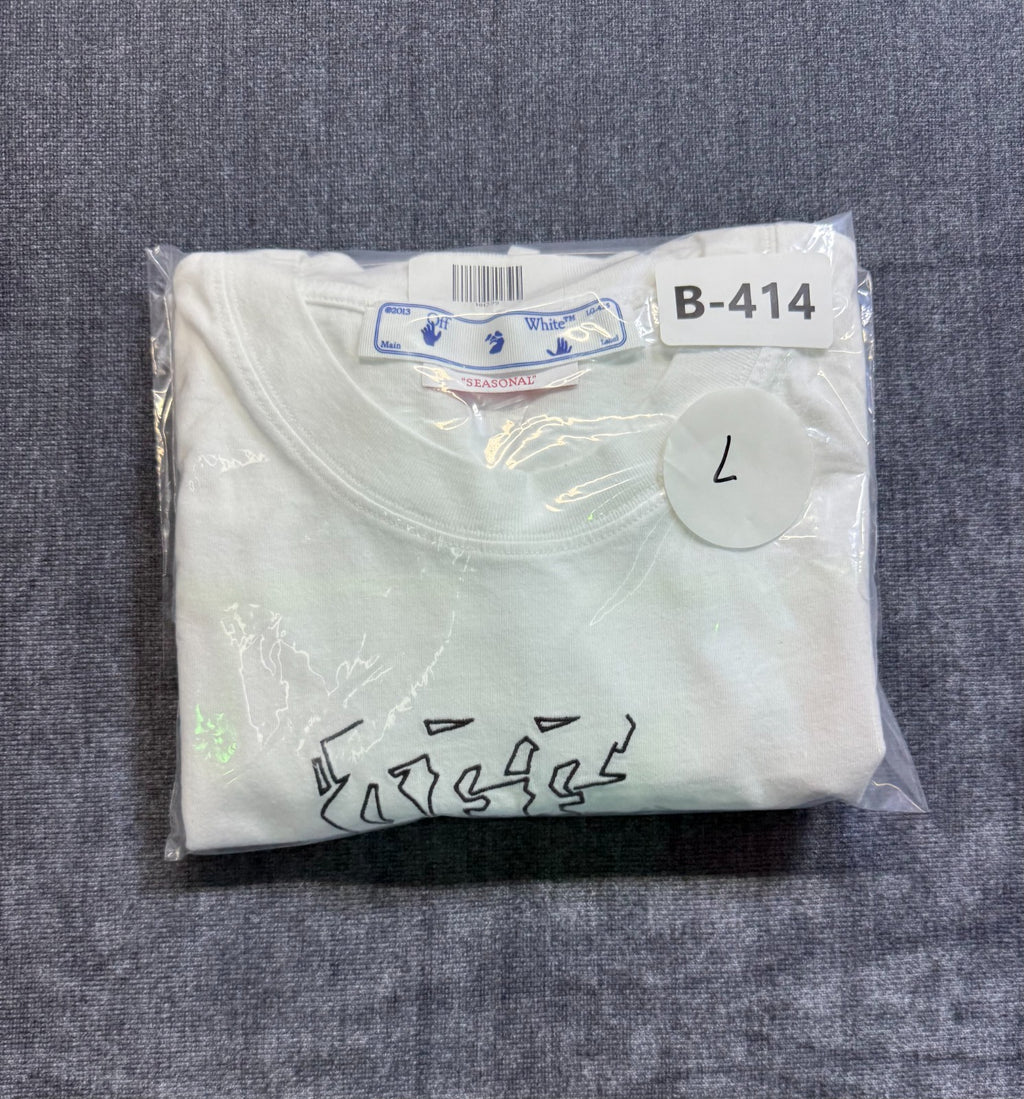 NWT Off-White Virgil Abloh Graphic T-Shirt Men's Large White Business Casual