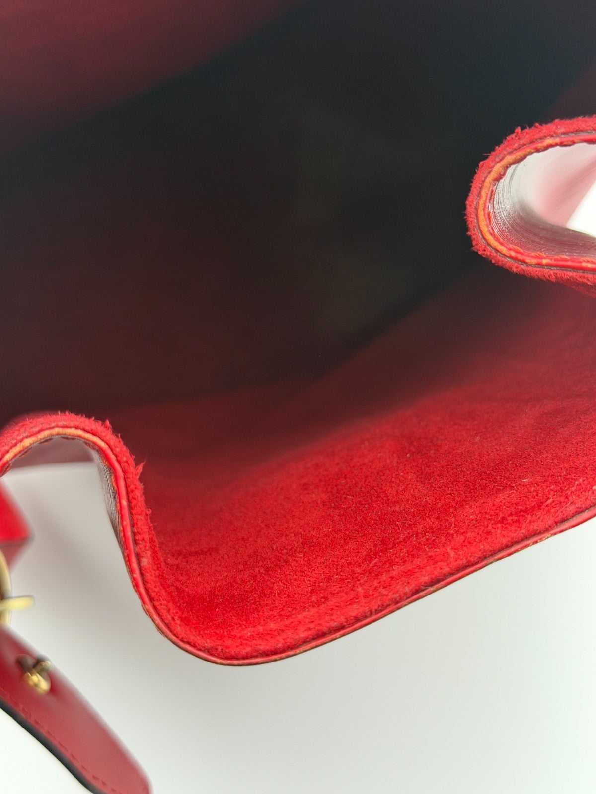 Louis Vuitton Sac d'Epaule Bucket Bag Women's PM Red Leather Adjustable Strap