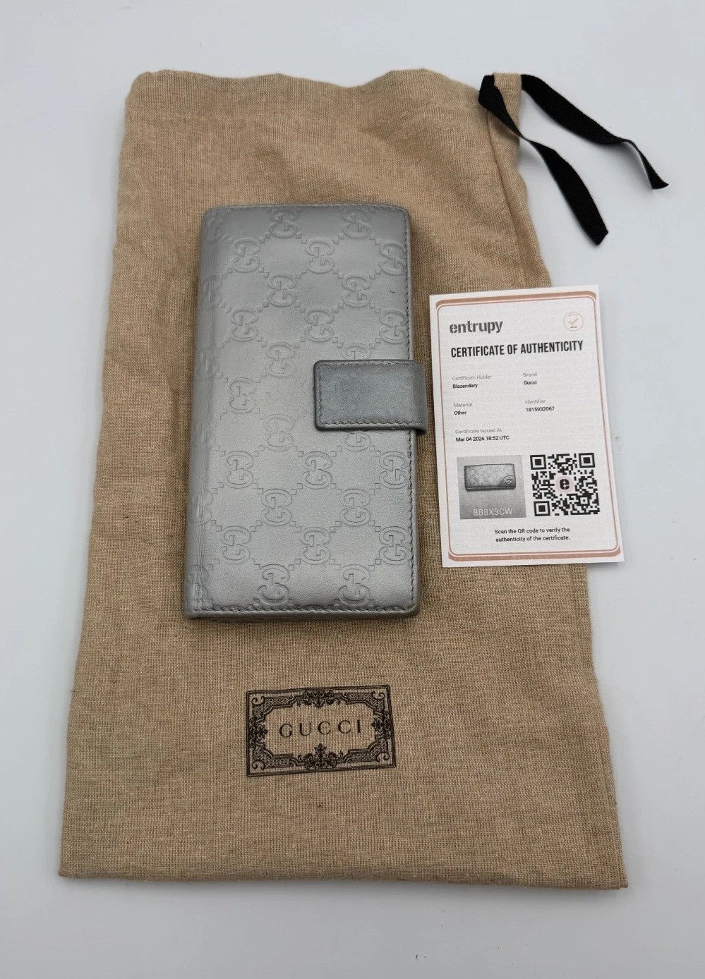GUCCI Guccissima Leather Bifold Long Wallet Purse Women Taupe Fashion with Bag