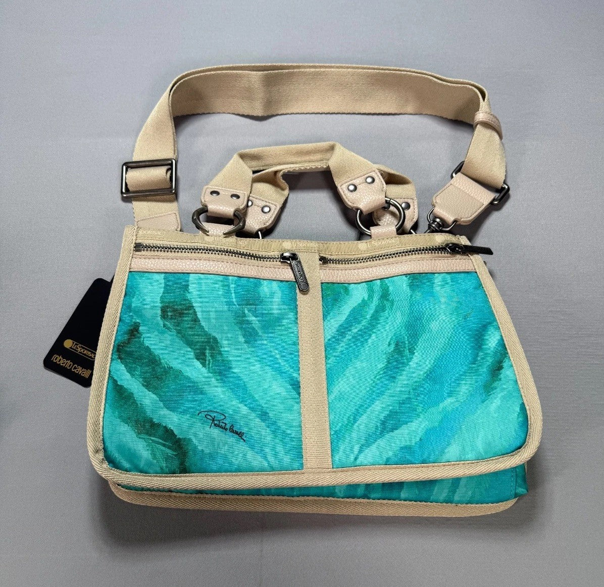 NWT Roberto Cavalli All-Over Print Milano Bag Women's Adjustable Shoulder Strap