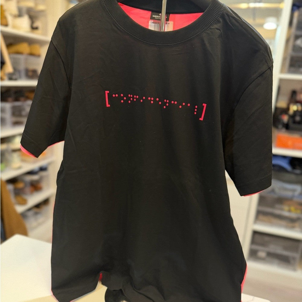 Marcelo Burlon - Black T-Shirt with Pink - double sleeve STAFF