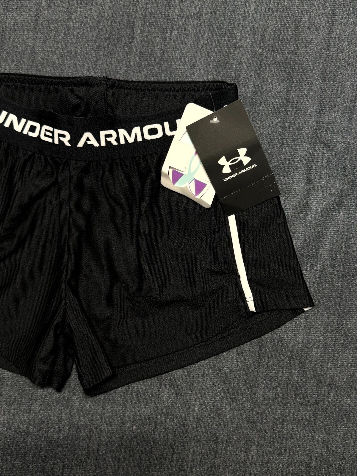 NWT Under Armour Tech Play Up 2-in-1 Shorts Girls' Small Black Elastic Waist