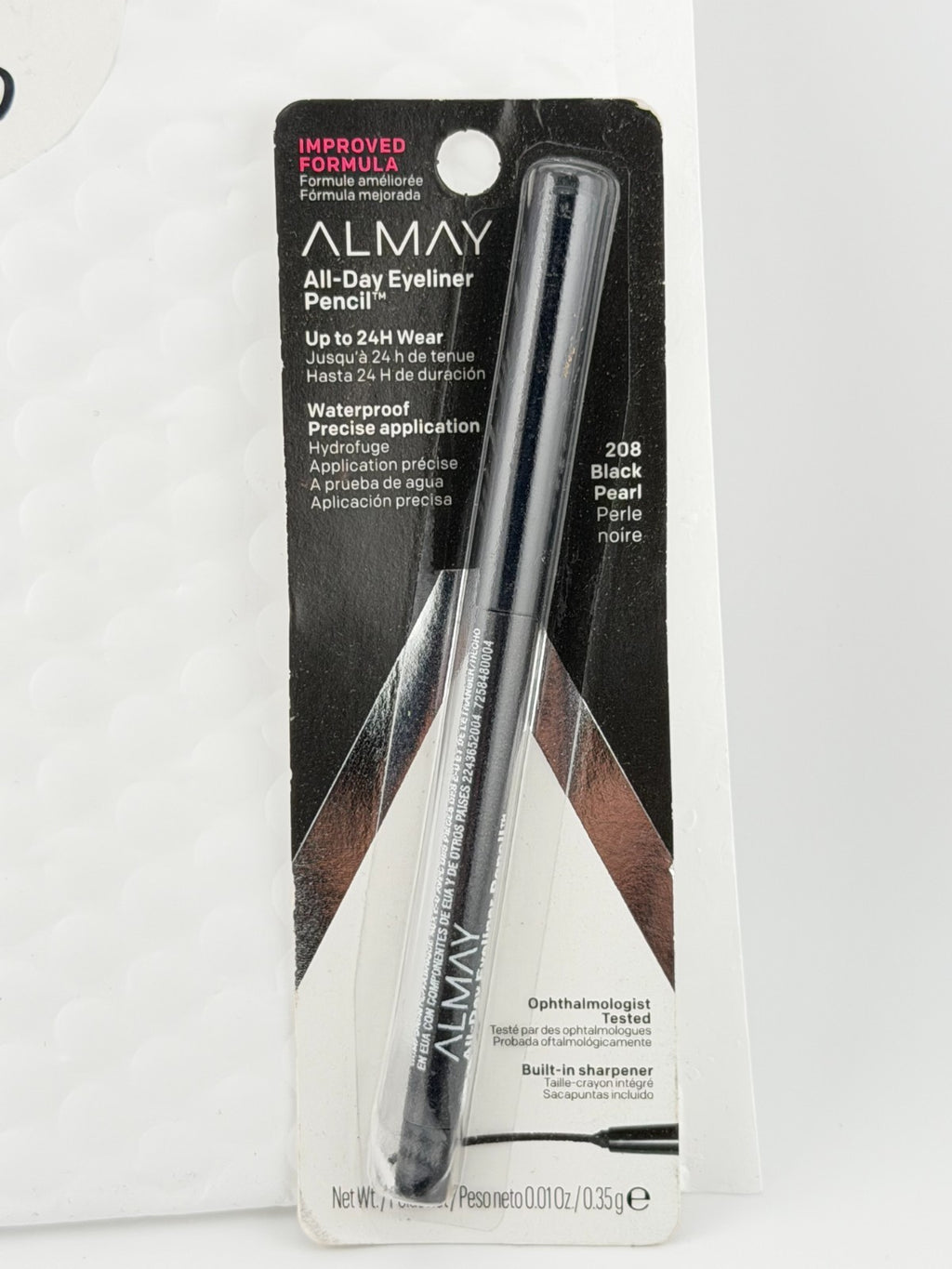 Almay All-Day Pencil Eyeliner, Waterproof & Hypoallergenic- 208 Black Pearl