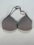 DFYNE Impact Halter Sports Bra Women Taupe Gray Ruched Center Seamless Workout