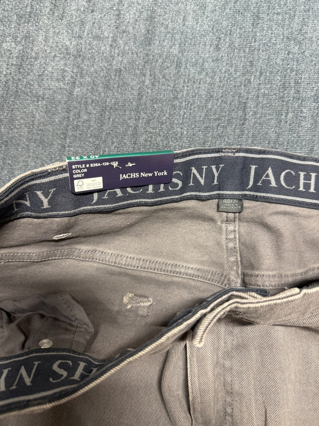NWT Jachs New York Jeans Men's 40X32 Gray Denim Straight Leg Casual 5-Pockets