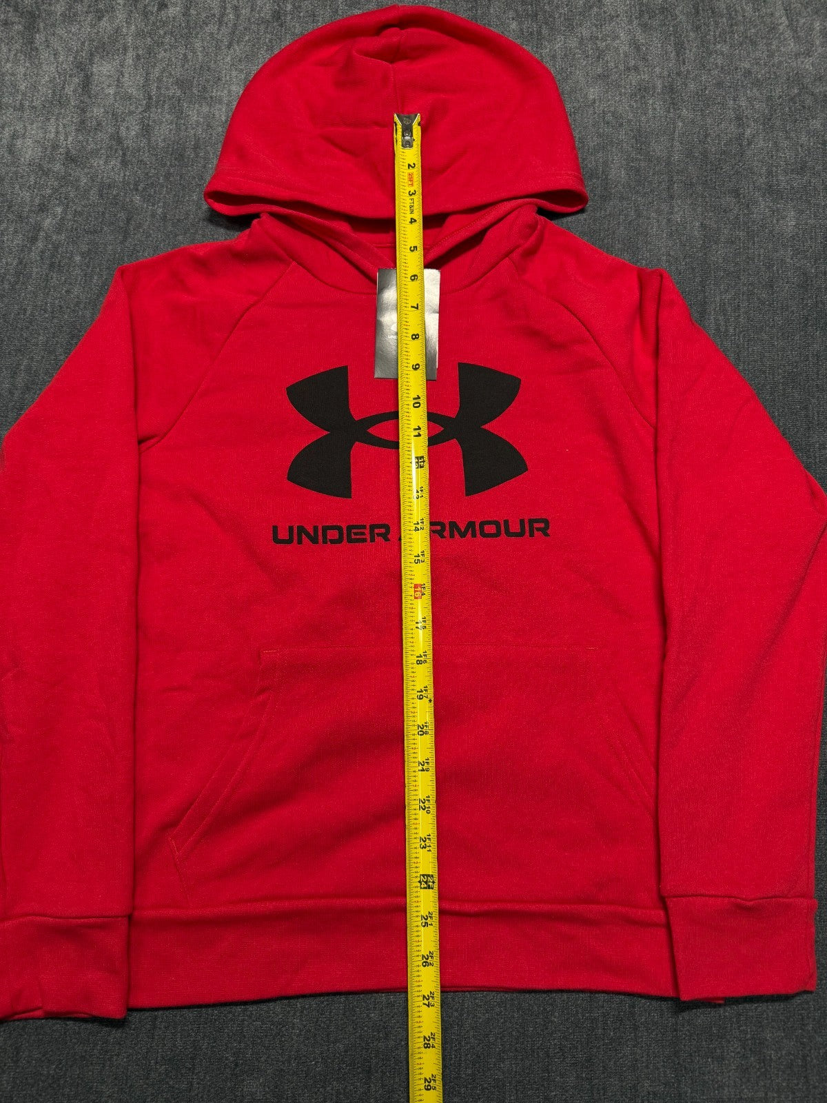 NWT Under Armour Rival Fleece Big Logo Hoodie Boys Large Racer Red Long Sleeve