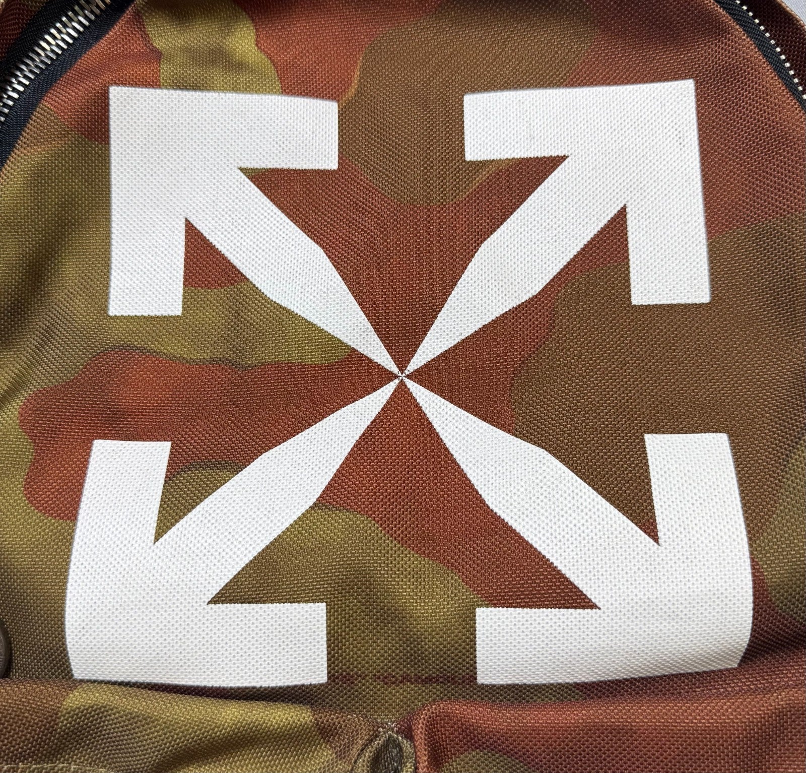 Off-White Camouflage Arrow Backpack Unisex Waterproof Outdoor Hiking 100% Nylon