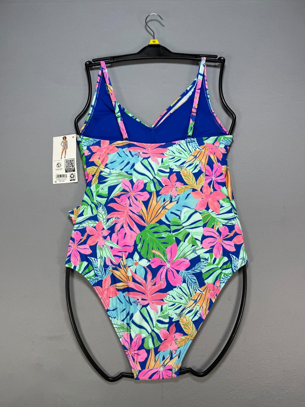 NWT Member's Mark One-Piece Swimsuit Women's Medium Blue Multi Floral Summer