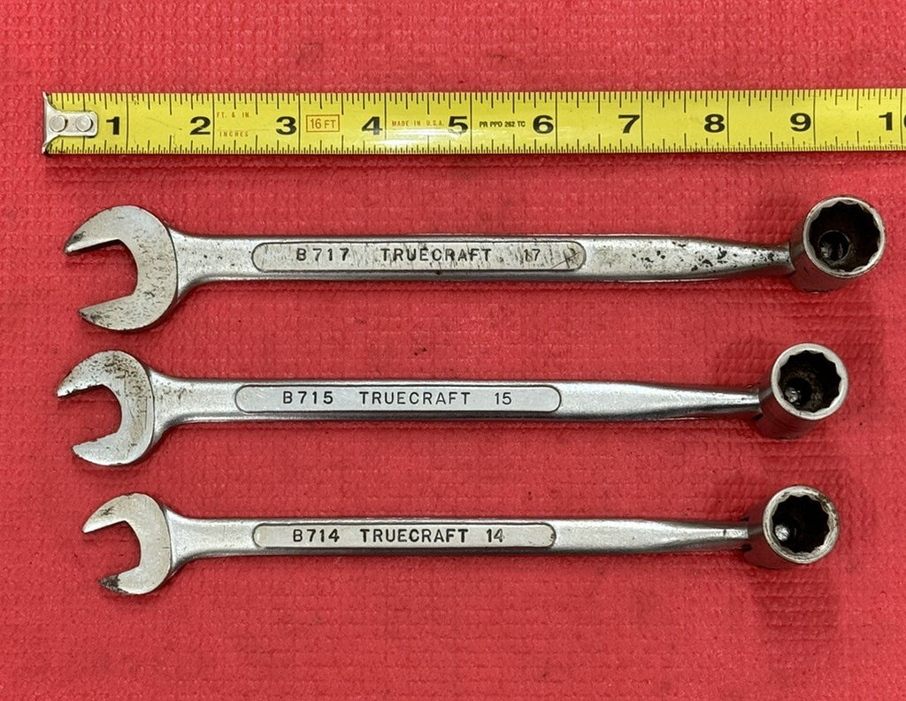 Vintage Truecraft tools 3PC B714, B715, B717 Flex Socket Combo Wrench Metric Set