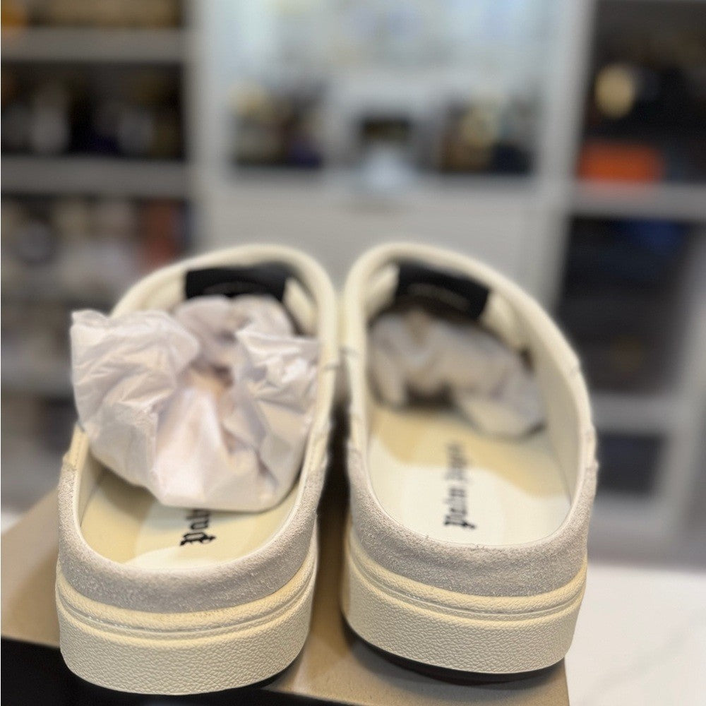 Palm Angels White and Tan Men's mule sneakers