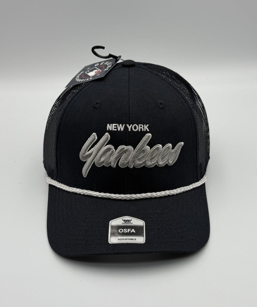 New York Yankees Fan Favorite Osfa Adjustable Hat Cap Navy Silver NEW WITH TAG