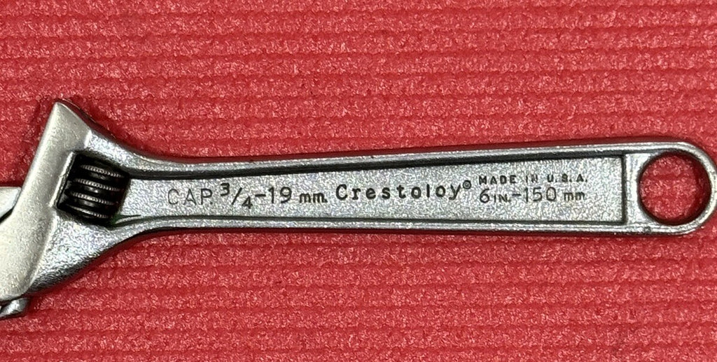 CRESCENT Crestoloy Steel, 6” Adjustable Wrench, CAP 3/4-19mm 150mm Made In USA