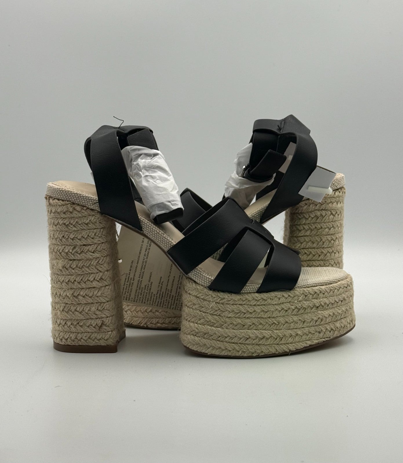 New The Drop Bea Platform Heels Sandals Women's 6.5 Black Ankle Strap Fashion