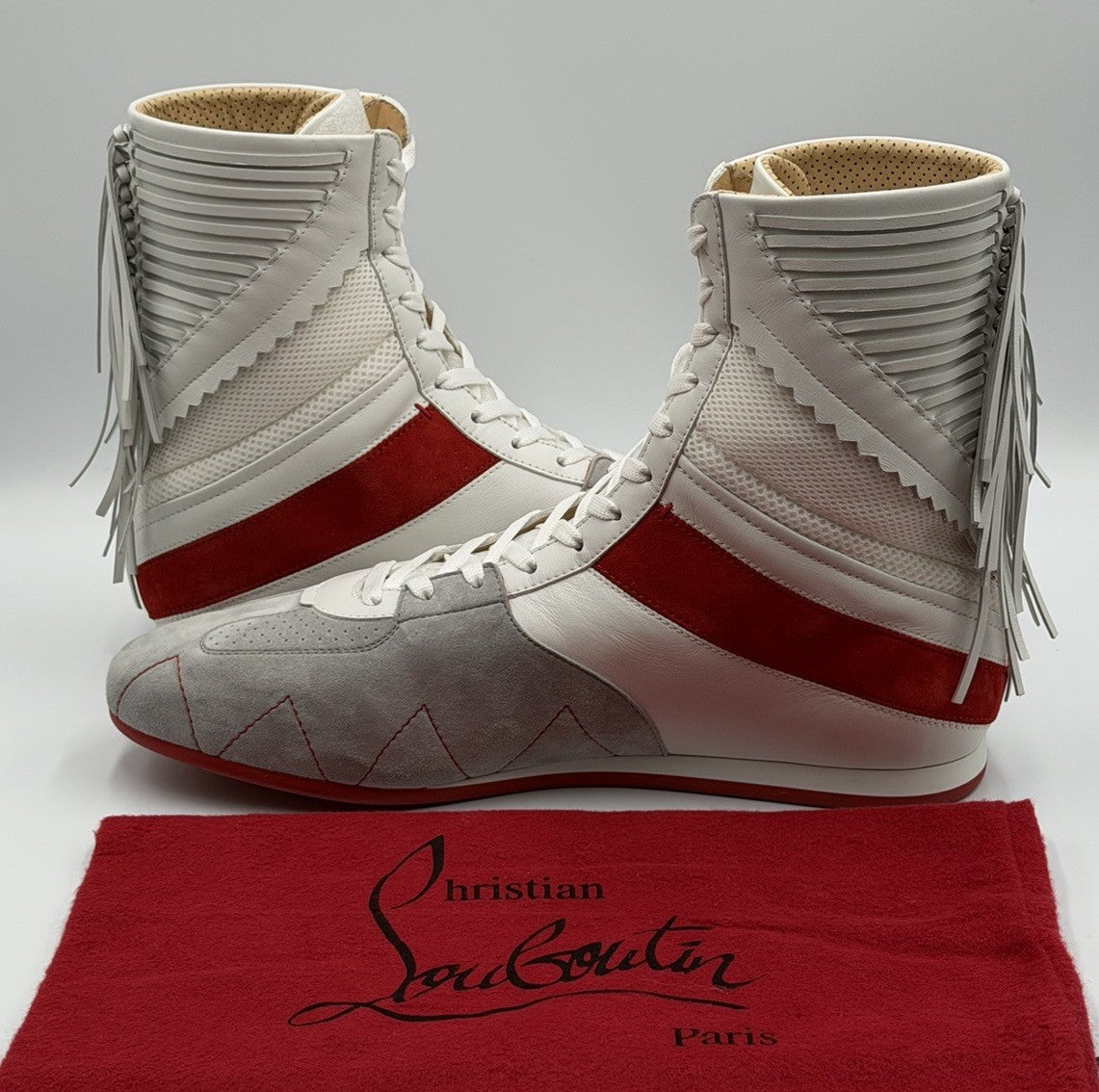 AUTHENTIC CHRISTIAN LOUBOUTIN Suede Knock-Out Boxing Sneakers (42.5 EU; 9.5 US)