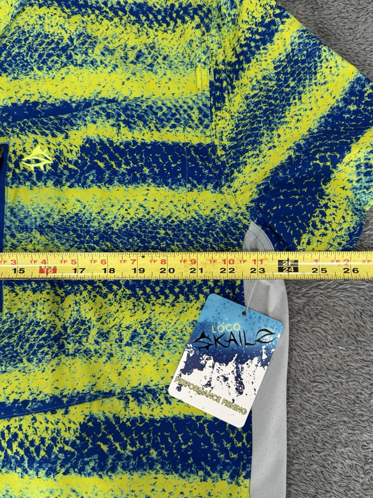 Loco Skailz Mens Blue Green Gray Print Fishing Shirt Size XXL NWT NEW
