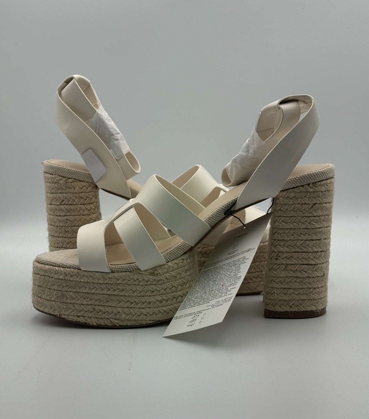 New The Drop Bea Platform Heels Sandals Women's 10 White Ankle Strap Fashion