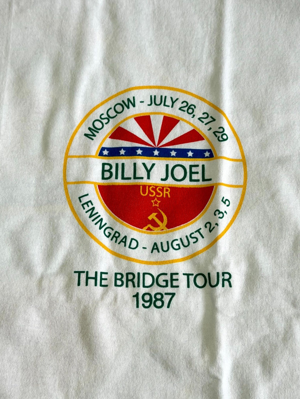 Billy Joel The Bridge Tour T-Shirt Men's Large White Crew-Neck Short Sleeve