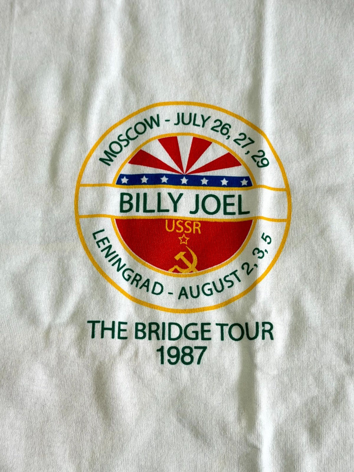 Billy Joel The Bridge Tour T-Shirt Men's Large White Crew-Neck Short Sleeve