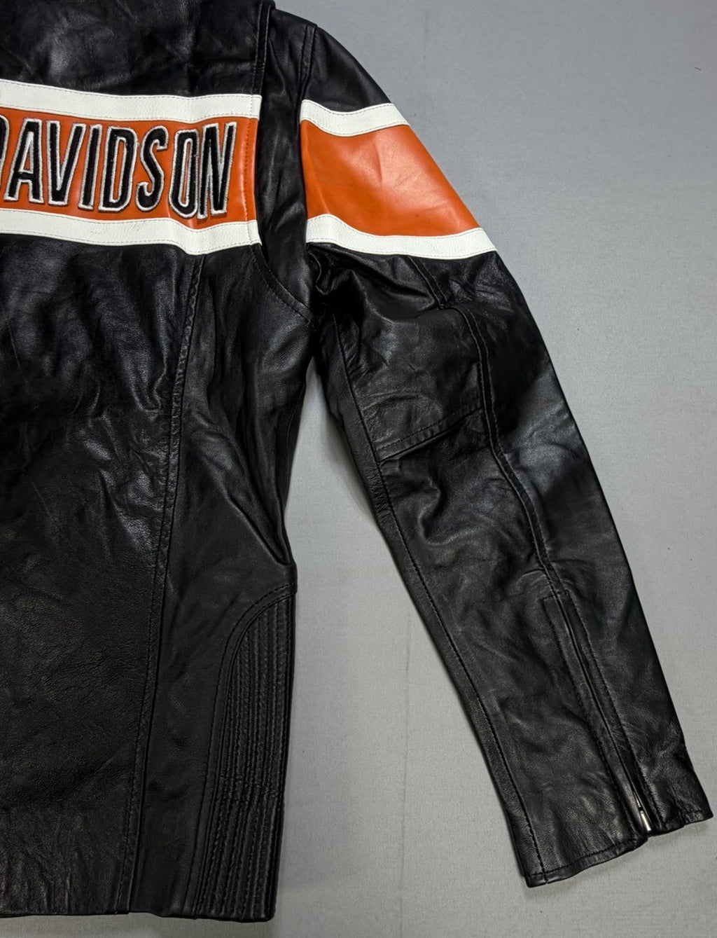 Real Leather Harley Davidson Embroidered Mens 2XS Motorcycle Biker Jacket