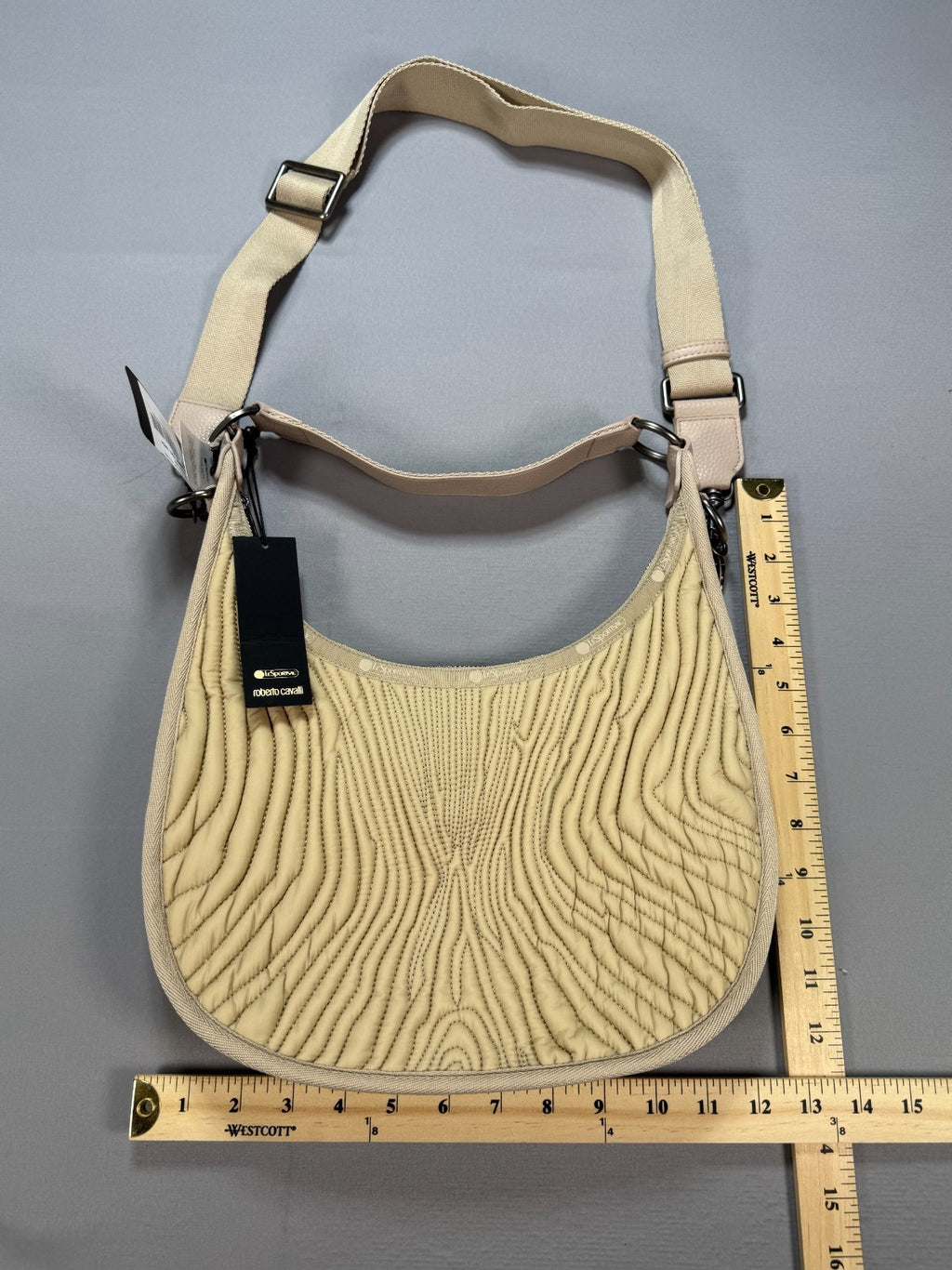 New LeSportsac x Roberto Cavalli Matelassé Bologna Hobo Bag Women's Light Brown