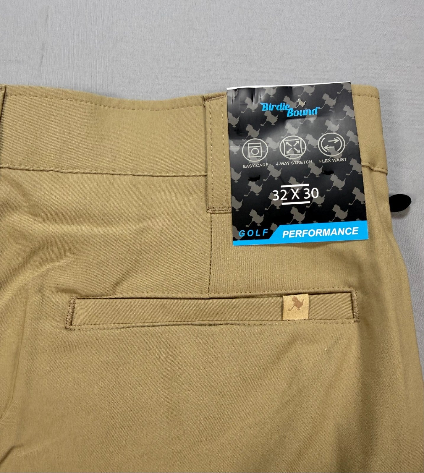 NWT Birdie Bound Golf Pants Men's 32X30 Beige Flat Front Lightweight Performance